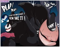 1boy 1girls anthro anus areola ass big_areola big_ass big_breasts big_nipples big_penis big_thighs breasts butt cum cum_in_pussy cum_inside dark_body dark_skin dialogue female gigantic_ass gigantic_breasts gigantic_thighs hollow_knight hollow_knight:_silksong hornet_(hollow_knight) huge_areola huge_ass huge_breasts huge_nipples huge_thighs incest insectoid male nipples pandibox penetration penis penis_in_pussy pussy steam_(software) sweat sweatdrop sweating tagme text thick thick_thighs thigh_choking thighs vessel_(species)