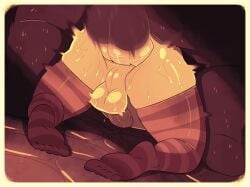 1boy 2d 2d_(artwork) alternate_version_available anal anal_sex anthro anthro_on_human ass ass_focus balls bara big_penis breasts collar comic comic_page covered_nipples earrings femboy heart_pasties hi_res huge_breasts hung hung_bottom hung_femboy hung_trap jack_cayless looking_at_penis male navel pasties penis rapscallion revealing_clothes sex_from_behind side-tie_panties straight_to_gay thin thin_waist topless topless_male trap twink