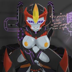 1girls after_sex alien alien_girl big_breasts breasts cowgirl_position creampie cum cum_in_pussy cum_inside cum_leaking female female_only flamewar grey_body grey_skin lactating leaking_cum leaking_milk looking_at_viewer machine mechanical nipples penetration perizukois purple_eyes pussy robot robot_girl solo solo_female text thick_legs thick_thighs transformers unusual_lactation vagina vaginal vaginal_penetration vaginal_sex yellow_nipples