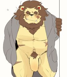 animal_crossing anthro balls elvis_(animal_crossing) felid genitals hyaku_(artist) lion male male_only mammal nintendo pantherine penis solo year_request