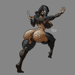 anus armor big_breasts big_butt big_nipples female_yautja looking_at_viewer predator presenting pussy rashchaos stockings tagme thick_thighs yautja