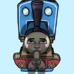 1boy 1boy1girl 1girls blowjob breasts bumpers locomotive millie_the_narrow_gauge_engine nipples penis pool788 questionable_anatomy questionable_consent shadow steam_engine thomas_and_friends train unseen_male_face