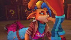 1boy 1girls 3d animated anthro batesz beauty_mark blonde_hair blowjob blue_eyes blue_hair clothed clothed_sex clothing crash_(series) crash_bandicoot crash_bandicoot_(series) crash_bandicoot_4:_it's_about_time deep_throat deepthroat deepthroat_smile dyed_hair earrings evilaudio eye_contact face_fucking faceless_male fellatio female female_focus footwear fur furry green_eyes hands-free handwear head_grab irrumatio large_ass large_penis male moaning mohawk_(hairstyle) music no_gag_reflex oral oral_sex orange_fur penis pirate_tawna pleasure_face saliva saliva_drip saliva_trail seductive_eyes sloppy solo_focus sound source_filmmaker straight tagme tawna_bandicoot tawna_bandicoot_(crash_4) thick_thighs throat_fuck throat_noise tongue_out topless two_tone_hair video