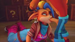 1boy 1girls 3d animated anthro batesz beauty_mark blonde_hair blowjob blue_eyes blue_hair clothed clothed_sex clothing crash_(series) crash_bandicoot crash_bandicoot_(series) crash_bandicoot_4:_it's_about_time deep_throat deepthroat deepthroat_smile dyed_hair earrings evilaudio eye_contact face_fucking faceless_male fellatio female female_focus footwear fur furry genitals green_eyes hands-free handwear head_grab irrumatio large_ass large_penis male moaning mohawk_(hairstyle) music no_gag_reflex oral oral_penetration oral_sex orange_fur penis penis_in_mouth pirate_tawna pleasure_face saliva saliva_drip saliva_trail seductive_eyes sloppy solo_focus sound source_filmmaker straight tagme tawna_bandicoot tawna_bandicoot_(crash_4) thick_thighs throat_fuck throat_noise tongue tongue_out tongue_out_blowjob topless two_tone_hair video