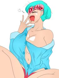 1girls breasts bulma_briefs dragon_ball female female_only huge_breasts nala1588 pajamas shounen_jump solo solo_female tagme tired yawn