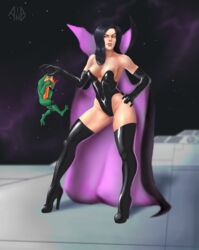 arcincub battletoads black_hair breasts curvy dark_queen elbow_gloves female heels large_breasts latex legs space thighhighs tight_clothing