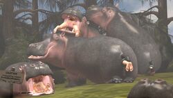 16:9 amiafurryoraminotidkk anal anal_vore common_hippopotamus female feral group hippopotamid human male male/female mammal oral_vore vore widescreen