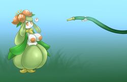 ! 1girls absurd_res anthro areola big_breasts blue_background breasts crown elemental_creature female female_focus female_only flora_fauna flower garden_hose gradient_background grass green_background hi_res lilligant looking_aside metachoke nature nintendo nipples non-mammal_breasts not_furry orange_eyes outside plant plant_girl pokémon_(species) pokemon pokemon_bw simple_background sky smile smiling solo solo_focus standing video_games white_body