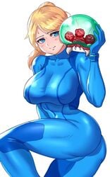 big_breasts breasts metroid metroid_(creature) nintendo samus_aran takehuxi thick_thighs zero_suit zero_suit_samus