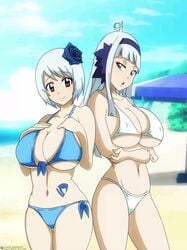 2girls absurd_res angel_(fairy_tail) animated beach big_breasts big_nipples blue_hair breasts color colored cute edited fairy_tail full_color multiple_girls nipples no_sound nude outdoors pussy short_hair shorter_than_10_seconds shorter_than_30_seconds sisters sorano_aguria space-panda swimsuit tagme tattoo video yukino_aguria