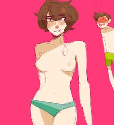 female_focus glasses homestuck jane_crocker john_egbert pancakestein topless