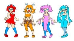 4girls :3 blinky blinky_(pac-man) clyde clyde_(pac-man) color female_focus inky inky_(pac-man) minus8 pac-man_(series) pac-man_ghost_dance_(minus8) pinky pinky_(pac-man)