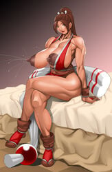 big_breasts dark_nipples double_h fatal_fury king_of_fighters kunoichi lactation mai_shiranui muscular snk tagme