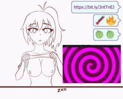 1girls animated big_breasts cleavage computer crystal_(lewd-zko) female flashing hypnosis lewd-zko lights mind_control solo solo_female tagme