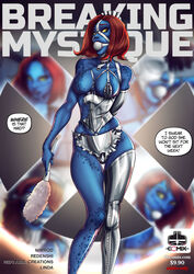 bad_source ball_gag blue_skin bondage bondage_gear bondage_outfit collar dbcomix gag gagged latex maid maid_bikini maid_headdress maid_outfit maid_uniform marvel marvel_comics mystique nimrod red_hair redenshi slave slavegirl supervillainess x-men