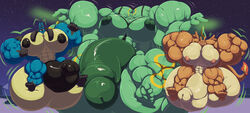 2020 5_fingers 5_toes anthro anthrofied balls big_balls big_muscles big_pecs big_penis black_nipples black_penis bobert canid canine charizard erection feet fingers flexing floating fur genitals green_balls green_body green_nipples green_penis grin group growth huge_balls huge_cock huge_muscles huge_pecs humanoid_genitalia humanoid_penis hyper hyper_balls hyper_biceps hyper_genitalia hyper_muscles hyper_pecs hyper_penis inflation legendary_pokémon lucario male mammal multicolored_body multicolored_fur muscle_growth muscular night nintendo nipples nude orange_body pecs penis pink_nipples plantigrade pokemon pokemon_(species) rayquaza scalie size_difference sky smile star starry_sky toes video_games yellow_balls yellow_penis