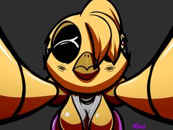 4:3 animated anthro avian beak bird breasts chicken clothing digital_media_(artwork) female five_nights_at_freddy's five_nights_at_freddy's_2 fourball galliform gallus_(genus) loop machine nipples open_mouth phasianid robot short_playtime simple_background solo toy_chica_(fnaf) video_games