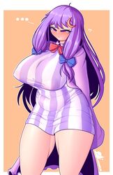 1girls big_breasts blush breasts cuchuflin female female_only large_breasts patchouli_knowledge solo thick_thighs touhou wide_hips
