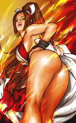 areolae ass big_breasts breasts brown_eyes brown_hair busty butt draghignazzo fatal_fury female female_focus female_only hourglass_figure king_of_fighters kunoichi long_hair mai_shiranui nipples ponytail pose posing snk solo tagme wide_hips