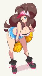 1girls big_breasts blue_eyes boots breasts brown_hair cheerleader cheerleader_uniform curvy_figure eye_contact female hat high_resolution hilda_(pokemon) long_hair looking_at_viewer nac000 nintendo one_eye_closed pokemon pokemon_bw ponytail solo thick_thighs thighs very_long_hair