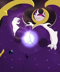 alphaandrenew areola big_breasts breasts cosmic_skin earth female genitals hi_res huge_breasts inverted_nipples legendary_pokémon lunala macro nintendo nipples pokémon_(species) pokemon video_games