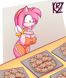 amy_rose anthro apron apron_only boobs breasts cleavage cookie cookies cooking female female_focus female_only food furry green_eyes hairband hedgehog hips mostly_nude pink_fur sega smotrilla sonic_(series) sonic_team thighs tits