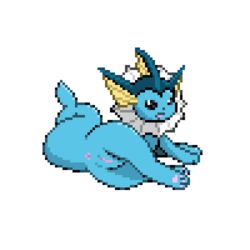 1:1 alpha_channel anus ass blue_body digital_media_(artwork) eeveelution female feral genitals looking_at_viewer looking_back lounging lying mammal nintendo on_side open_mouth pawpads paws pixel_art pokémon_(species) pokemon pussy solo vaporeon video_games zabozamojo