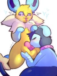 <3_eyes 2021 absurd_res ball_fondling balls big_balls bodily_fluids breath closed_eyes cryo_(cryojolt) deep_throat duo eeveelution fan_character fatal_dx fellatio fondling fur furry genitals hand_on_head heart hi_res jolteon knot licking looking_at_another looking_at_partner looking_down looking_pleasured luxio male male/male nintendo oral oral_penetration panting penetration penile penis pokémon_(species) pokemon saliva saliva_on_penis semi-anthro sex tongue tongue_out video_games