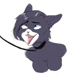 ahe_gao anthro black_fur blue_eyes bondage breasts cat_humanoid catgirl domestic_cat felid feline felis female good_girl leash looking_pleasured malivaughn mammal naughty_face pleasure_face rough_sketch shaved_side short_hair silon solo tongue_out