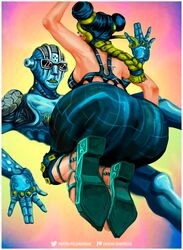 armpits ass ass_grab back_view big_ass big_thighs dark_pulsar feet female foot_focus footwear jojo's_bizarre_adventure jolyne_kujo pussy sexy_armpits side_armpit stand_(jjba) stone_free stone_ocean thick_thighs toned toned_female