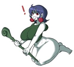 ! 1girls big_breasts blue_hair bottomless cave_story curvaceous curvy curvy_figure earrings feet female honeyboyy misery_(cave_story) no_panties nopan pale-skinned_female pale_skin red_eyes short_hair simple_background thick_thighs voluptuous white_background