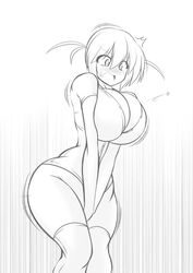 1girls ass_expansion blush bottomless breast_expansion breasts bursting_breasts butt_expansion button_pop cleavage covering_crotch embarrassed growth irie_(moralgear) moralgear original original_character tagme uncolored wide_hips