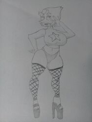 1girls alexbaby034 big_ass big_breasts breasts bunnybaby clothed crystal_gem fishnets glasses high_heels huge_ass huge_breasts large_ass large_breasts pearl_(steven_universe) prostitute prostitution pussy_visible_through_clothes shirt sketch star steven_universe thick_thighs thighs traced traditional_art uncolored