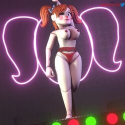 3d baby_(fnafsl) blackterio blender_(software) blinking blue_eyes circus_baby circus_baby_(fnaf) five_nights_at_freddy's five_nights_at_freddy's:_sister_location jailbait_knight looking_at_viewer neon_lights pole pole_dancer pole_dancing poledancer red_hair sister_location stage striptease underwear white_body