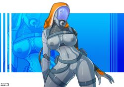 alternate_version_available breasts breasts exposed_breasts hood mask mass_effect pale_skin pussy quarian skyline19 teqa thick_thighs thighs