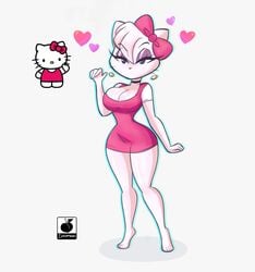 1girls anthro background barefoot big_breasts bow busty cat cat_ears cat_humanoid catgirl cleavage clothing dress ear_piercing earrings eyelashes feet feline female female_only fur furry hair_bow heart hearts hello_kitty hello_kitty_(character) hello_kitty_(series) hips hourglass_figure humanoid kitty_white legs linkartoon no_mouth piercing sanrio simple_background slim solo thighs thin_waist voluptuous waist watermark whiskers white_background white_body white_fur white_hair white_skin