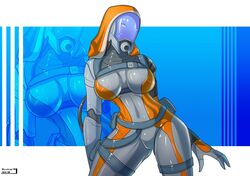 alternate_version_available bodysuit breasts cameltoe hood looking_at_viewer mask mass_effect quarian skintight_bodysuit skyline19 teqa thick_thighs thighs