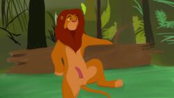 16:9 1boy 4k absurd_res animal_genitalia anonymous_artist balls disney felid feral genitals hi_res lion male male_only mammal pantherine penis presenting sheath simba solo the_lion_king widescreen