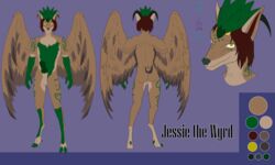 2020 5:3 anthro balls claws digital_media_(artwork) english_text erection feathered_wings feathers fur genitals hair hi_res horn hybrid looking_at_viewer male male_only model_sheet nude penis prismanoodle_(artist) scales simple_background smile solo solo_male standing text wings wyrd