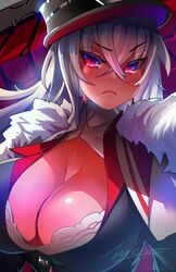 1girls angry azur_lane big_breasts breasts cleavage graf_zeppelin_(azur_lane) long_hair silver_hair solo solo_female tagme zerion