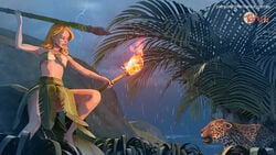 danger female girl jaguar jungle manka_games night spear