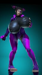 1girls 3d 4k absurdres bodysuit breasts female female_only highres huge_breasts inverted_nipples juri_han musk rattledbonezone smell source_filmmaker street_fighter thick_thighs wide_hips