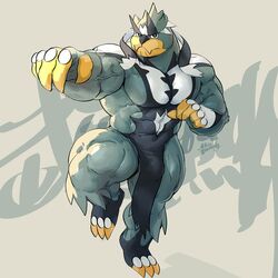 1:1 2021 3_toes 5_fingers abs absurd_res anthro bara biceps biped black_eyes black_nose bulge feet fingers fur grey_body grey_fur hi_res humanoid_hands legendary_pokémon male male_only mixvariety muscular muscular_anthro muscular_male muscular_thighs nintendo pecs pokémon_(species) pokemon rapid_strike_style_urshifu signature solo toes urshifu veiny_arms veiny_muscles video_games