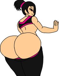 ass big_butt black_hair black_pants dragon_ball dragon_ball_oc dragon_ball_super dragon_ball_z looking_at_viewer looking_back luna_(oc) oc original_character ponytail red_eyes saiyan saiyan_oc thick underboob