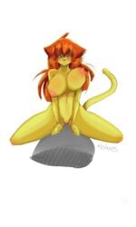 absurd_res anthro big_breasts breasts felid feline female genitals hair hi_res holaxes humanoid long_hair mammal masturbation pussy sketch solo spread_legs spreading