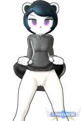 3d 3d_(artwork) angry angry_face black_hair clitoris clothing female female_protagonist freedom_planet giant_panda looking_at_viewer mammal neera_li panda panda_ears purple_eyes source_filmmaker tbwinger92 upskirt ursid vagina white_body white_fur white_skin