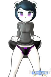 3d 3d_(artwork) angry angry_face anthro black_hair black_lingerie clothing female female_protagonist freedom_planet giant_panda lingerie looking_at_viewer mammal neera_li panda panda_ears purple_eyes source_filmmaker tbwinger92 underwear upskirt ursid white_body white_fur white_skin