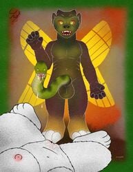 absurd_res babylonian_mythology big_breasts bodily_fluids breasts cum cum_in_pussy cum_inside deity demon female genital_fluids genitals hi_res male middle_eastern_mythology mythology nude pazuzu penis pussy reptile samuel_pejack scalie snake snake_penis