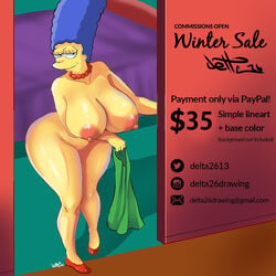 1girls ass big_ass blue_hair breasts delta26 female female_only huge_ass marge_simpson milf solo the_simpsons yellow_skin