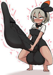 1futa balls bea_(pokemon) black_leotard blush bodysuit breasts censored clothed_masturbation clothing condom_filling condom_suit cum cum_in_bodysuit cum_in_clothes ejaculation ftnranat futa_only futanari grey_eyes grey_hair hands_on_penis human hyper hyper_balls hyper_penis intense_orgasm leotard looking_pleasured looking_up masturbation masturbation_through_clothing nintendo orgasm orgasm_face penis penis_bigger_than_body pleasure_face pokemon pokemon_ss rolling_eyes smile solo squatting tan_skin trembling white_background